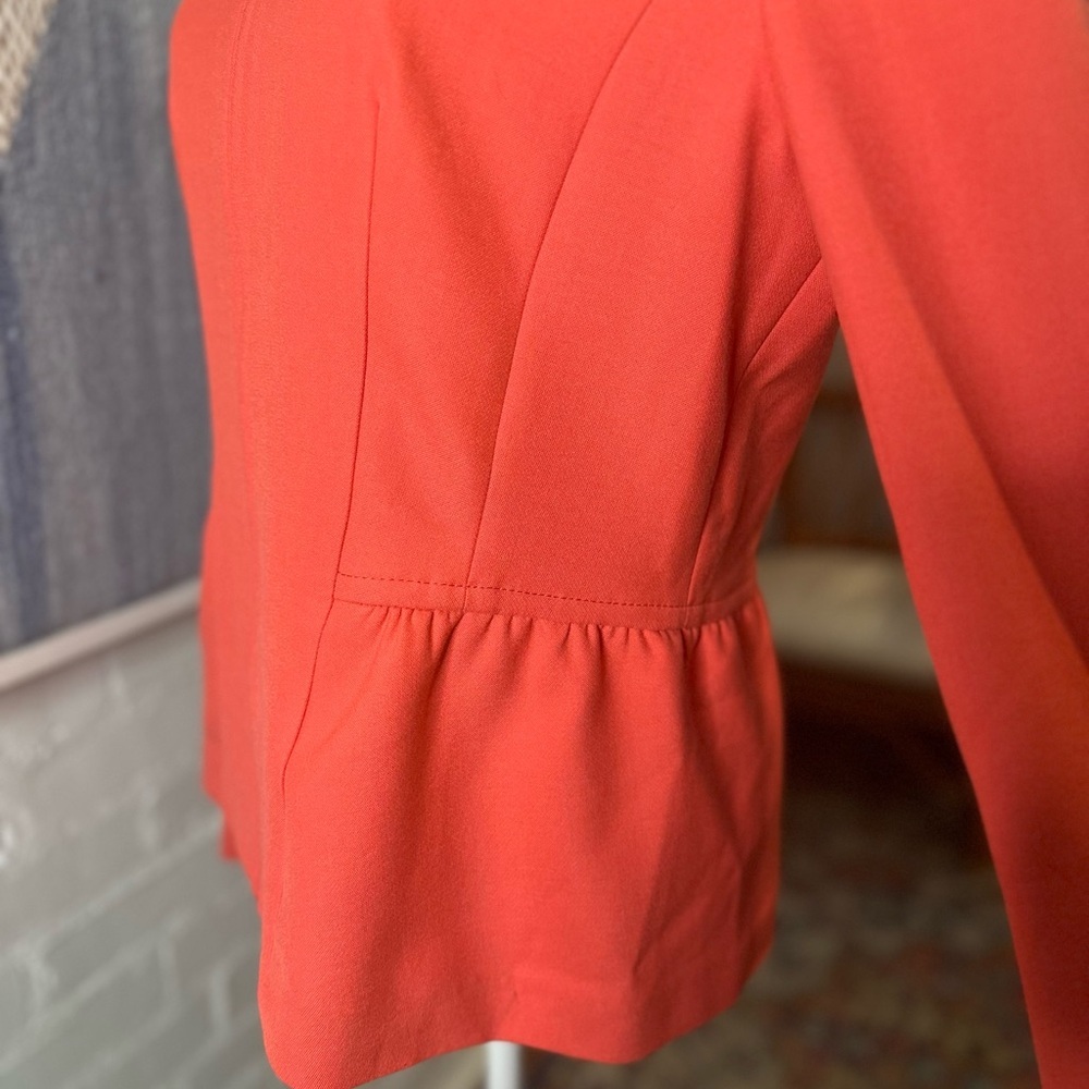 NWT Loft Coral Zip Up Heavy Knit Blazer with Peplum Detail - Picture 9 of 11